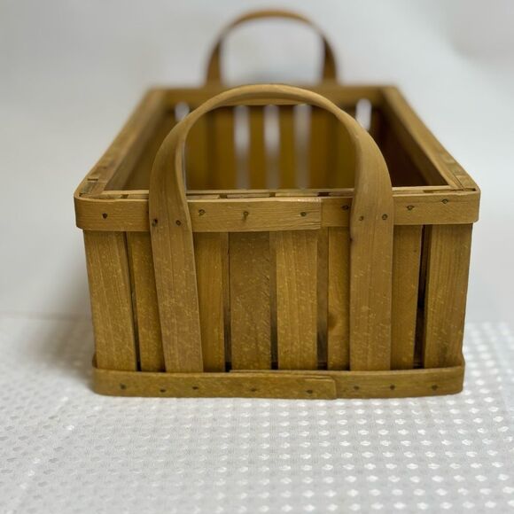 Rustic Wooden Basket with Apple Design - Picture 4 of 8